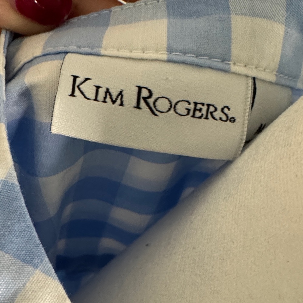 Kim Rogers Light Blue and White Gingham Tie-Front Blouse - Picture 3 of 5